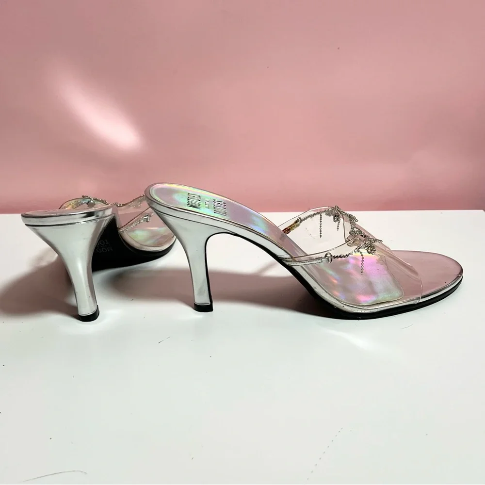 Vintage 90s Y2K 2000s holographic bling platform heels